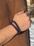 A Man Wearing Amethyst Bracelet And Lapis Lazuli Bracelet